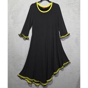 Saint Gil Paris Black Green Dress Stretch Pockets Salsa Dancing Swing M/L ?